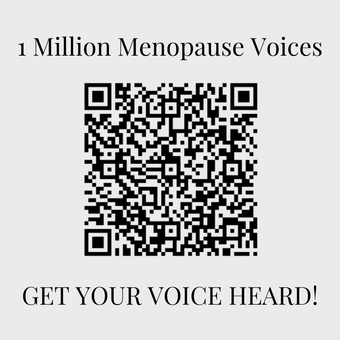QR code to join the 1 Million Menopause Voices campaign by Fiona McKay, menopause influencer and keynote speaker