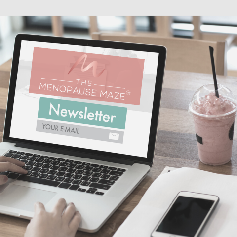 Laptop showing the sign up screen to subscribe to The Menopause Maze Newsletter