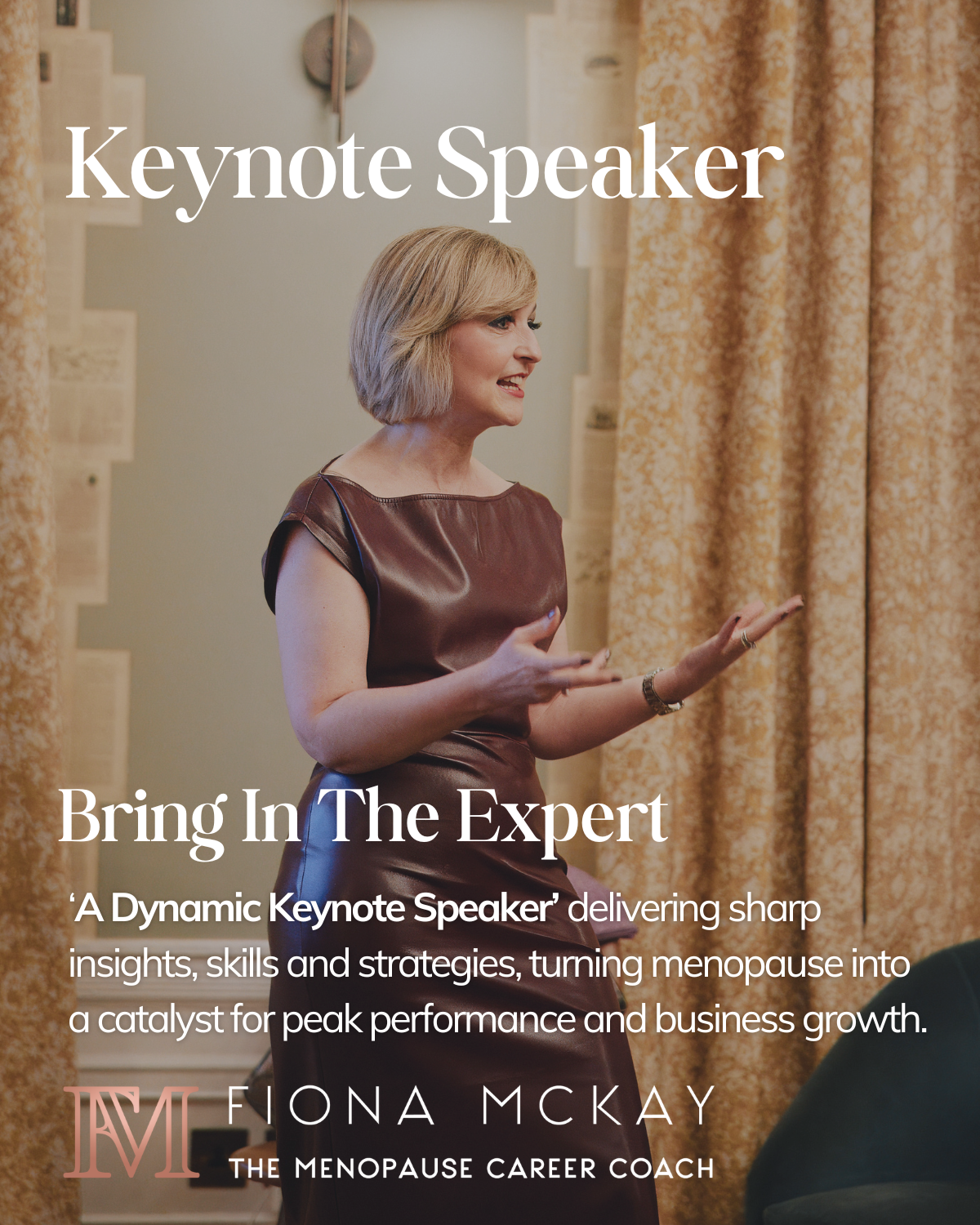 Fiona McKay speaking at event as leading menopause keynote speaker and professional menopause coach