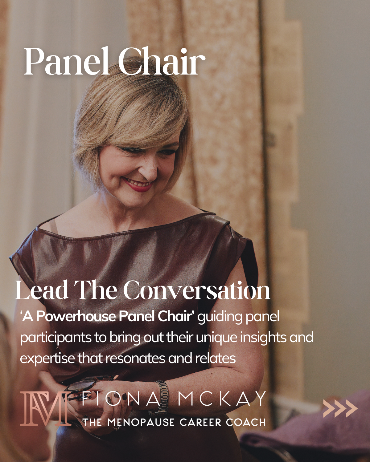 Fiona McKay chairing a panel session the expert on menopause and performance in the boardroom