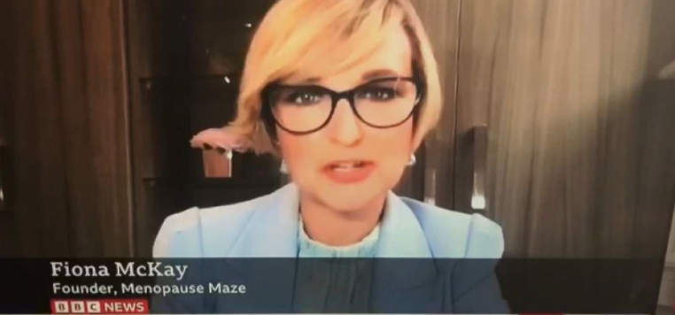 Fiona McKay menopause influencer on BBC News discussing menopause career impact on executive women